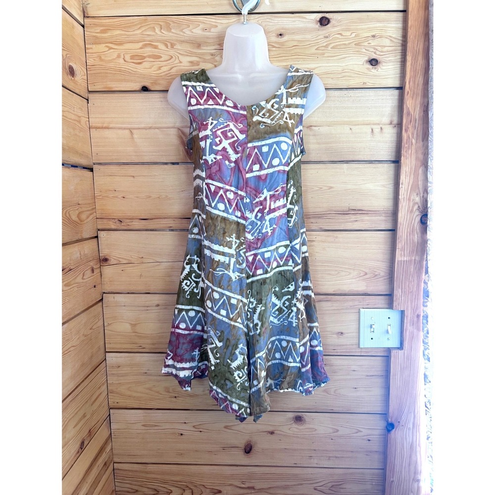 Vintage Romper Womens Large Multi Color Batik Tribal Handmade Mountain Pass Boho